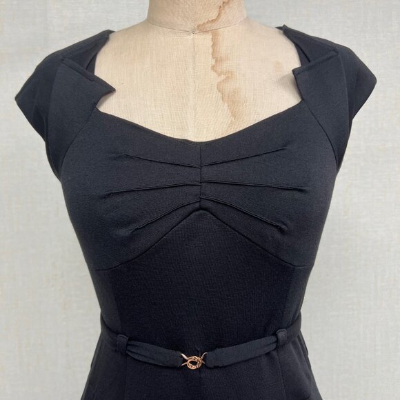 NWT Deadstock 2000s Designer Suzabelle Retro Art Deco Black Pencil Dress - Picture 1 of 6